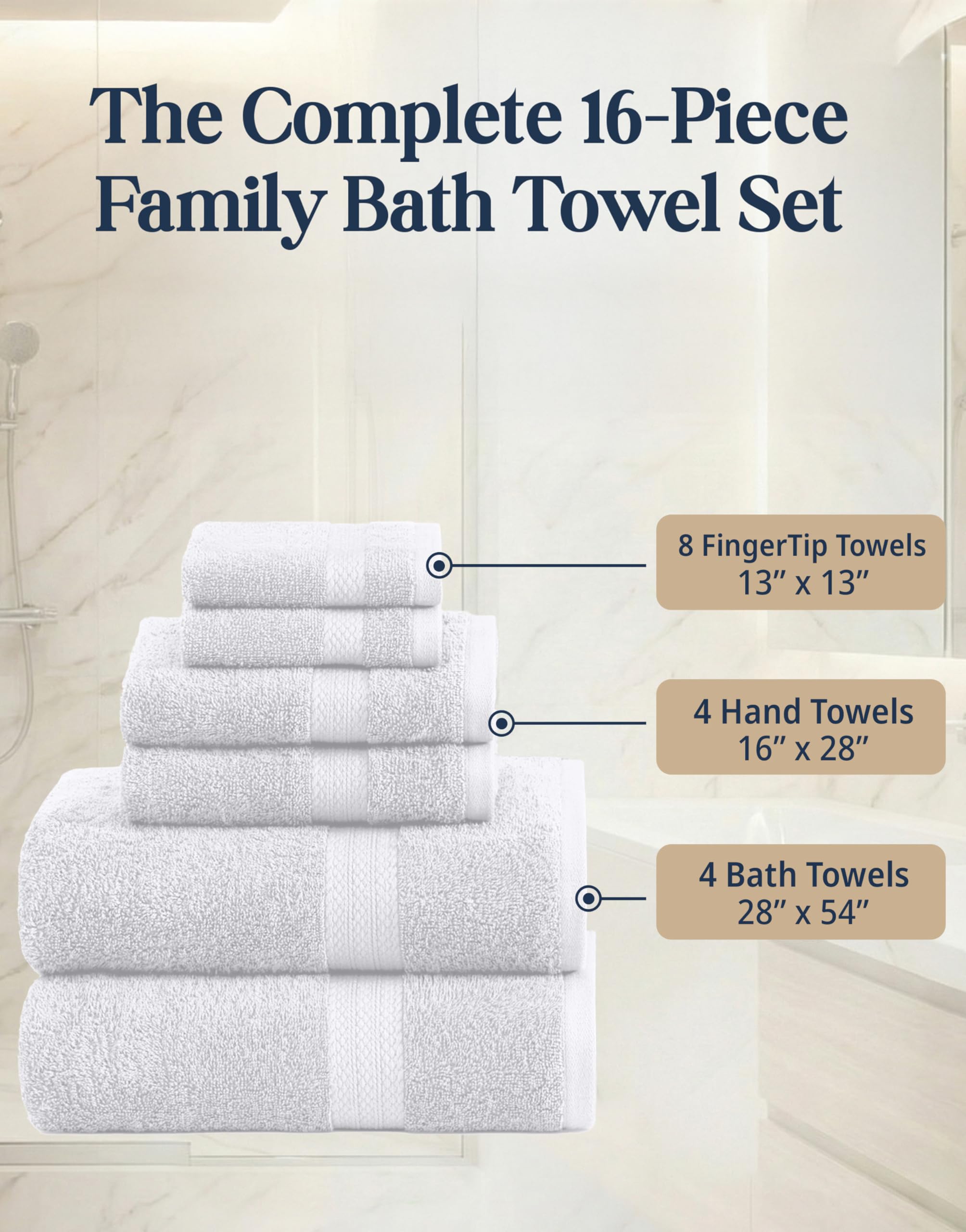 LANE LINEN washcloths arranged to show size and versatility