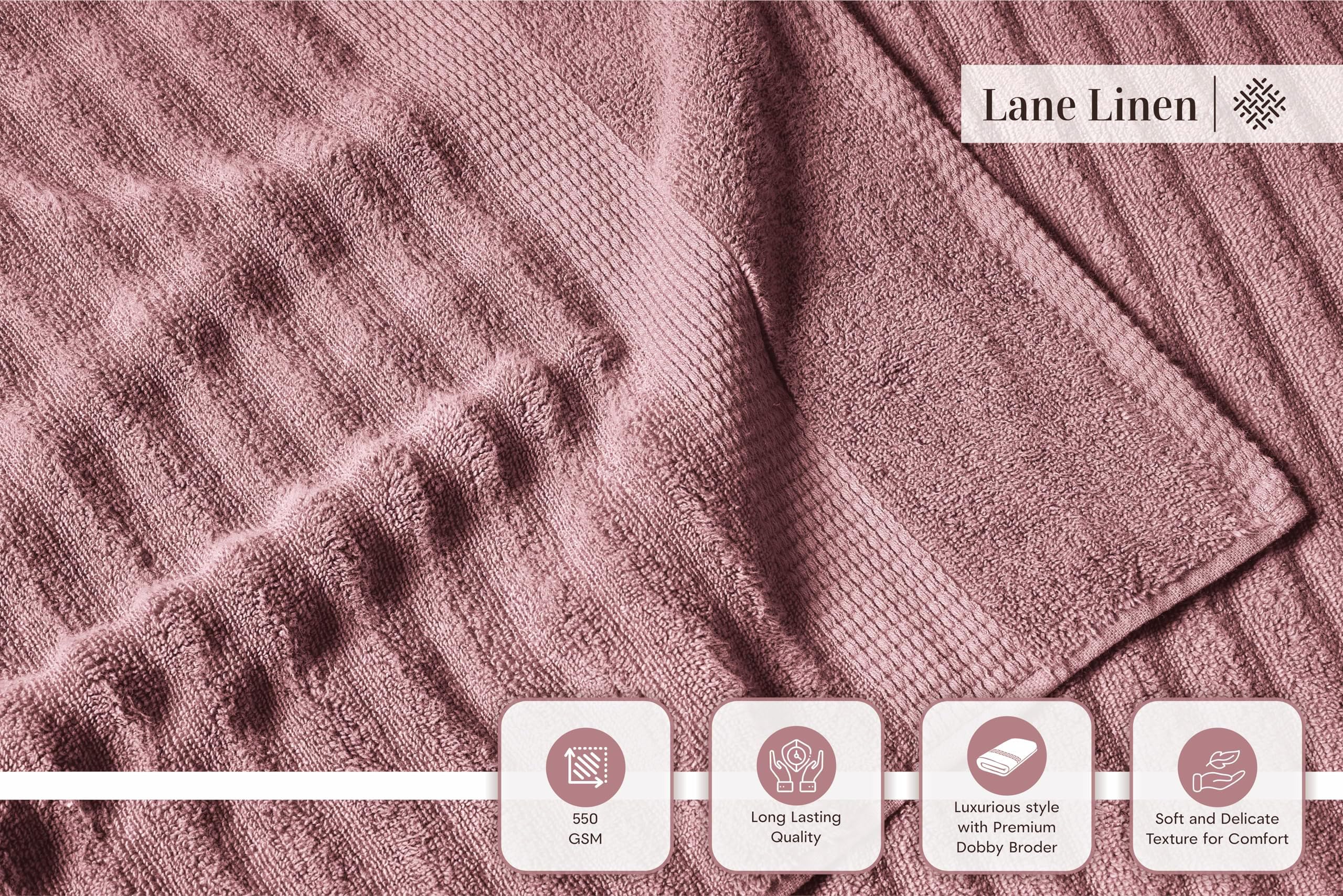 LANE LINEN close-up of terry loop texture on Wishful Mauve towel showing absorbent surface