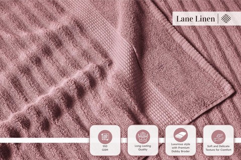 LANE LINEN close-up of terry loop texture on Wishful Mauve towel showing absorbent surface