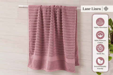 LANE LINEN size comparison of bath towel, hand towel and washcloth showing scale and coverage