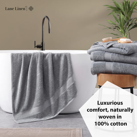 LANE LINEN towel wrapped around person showing full coverage comfort
