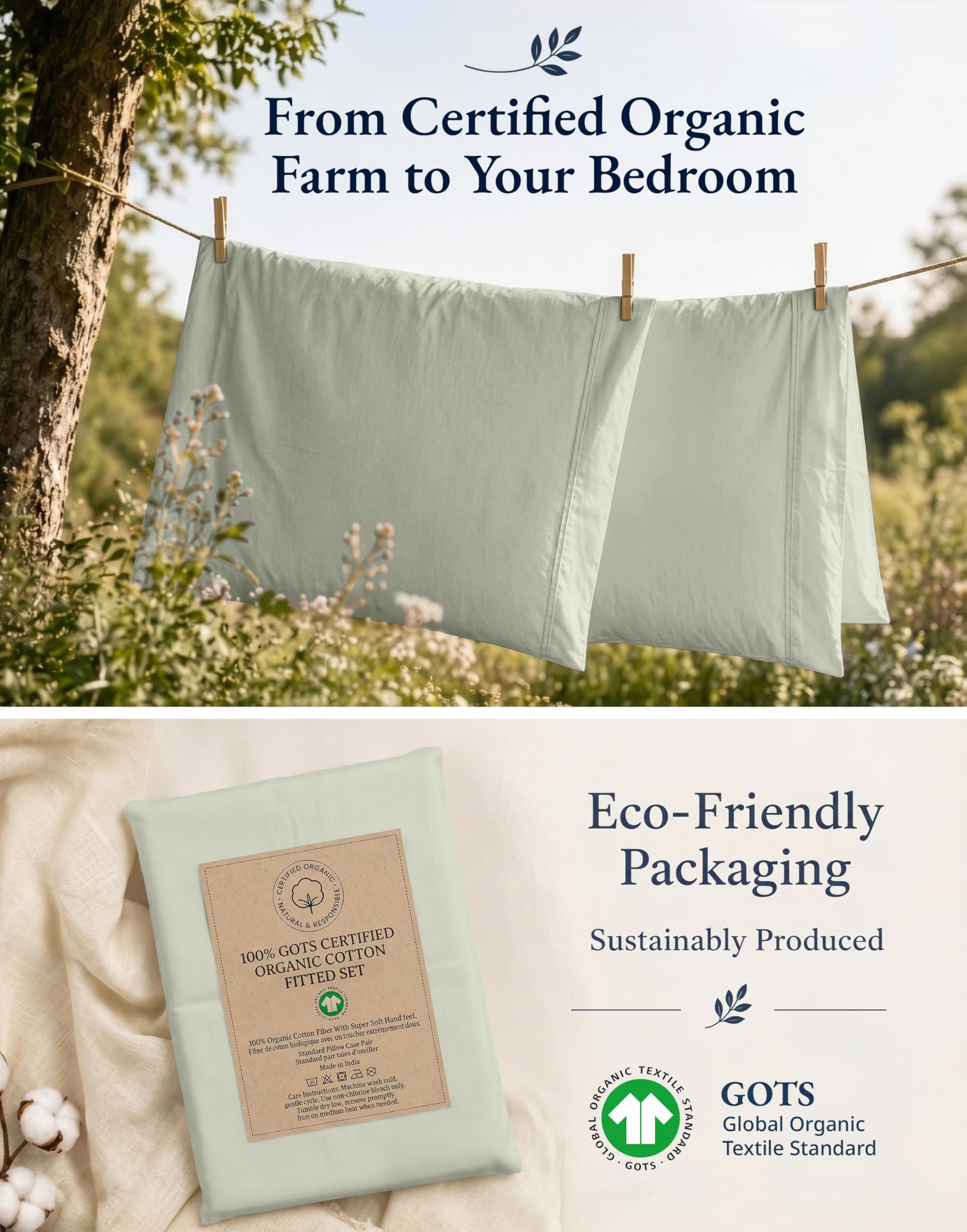 LANE LINEN label and Oeko-Tex tag showing certified, safer textile benefit
