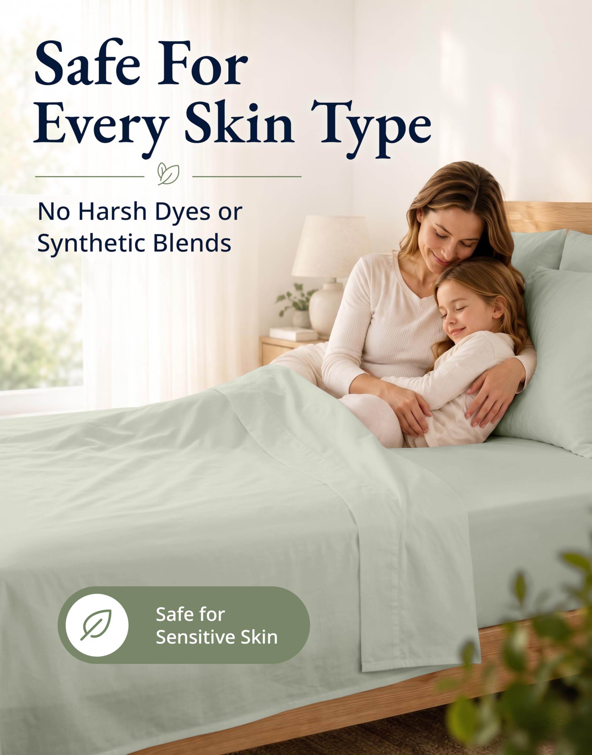 LANE LINEN side view showing deep 15-inch pocket scale for thick mattresses
