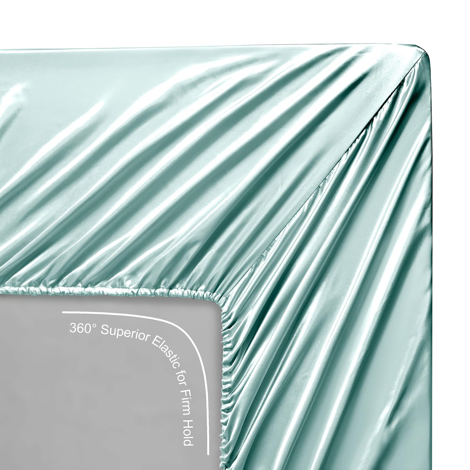 Lanest Housing styled bedroom with aqua sheets creating elegant, gift-ready bedding