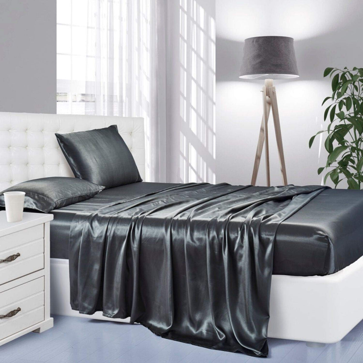Lanest Housing folded queen sheet set showing neat packaging and luxurious sheen