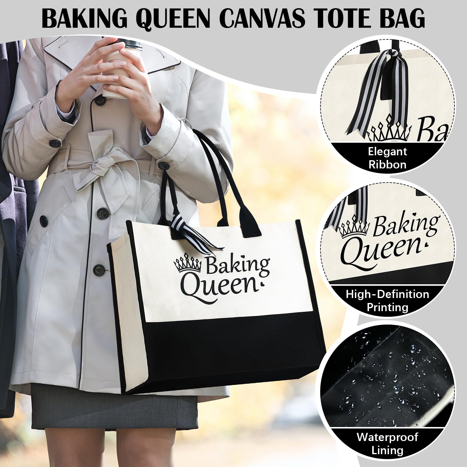 Langyiwee canvas tote packed with baking tools and easy transport for classes