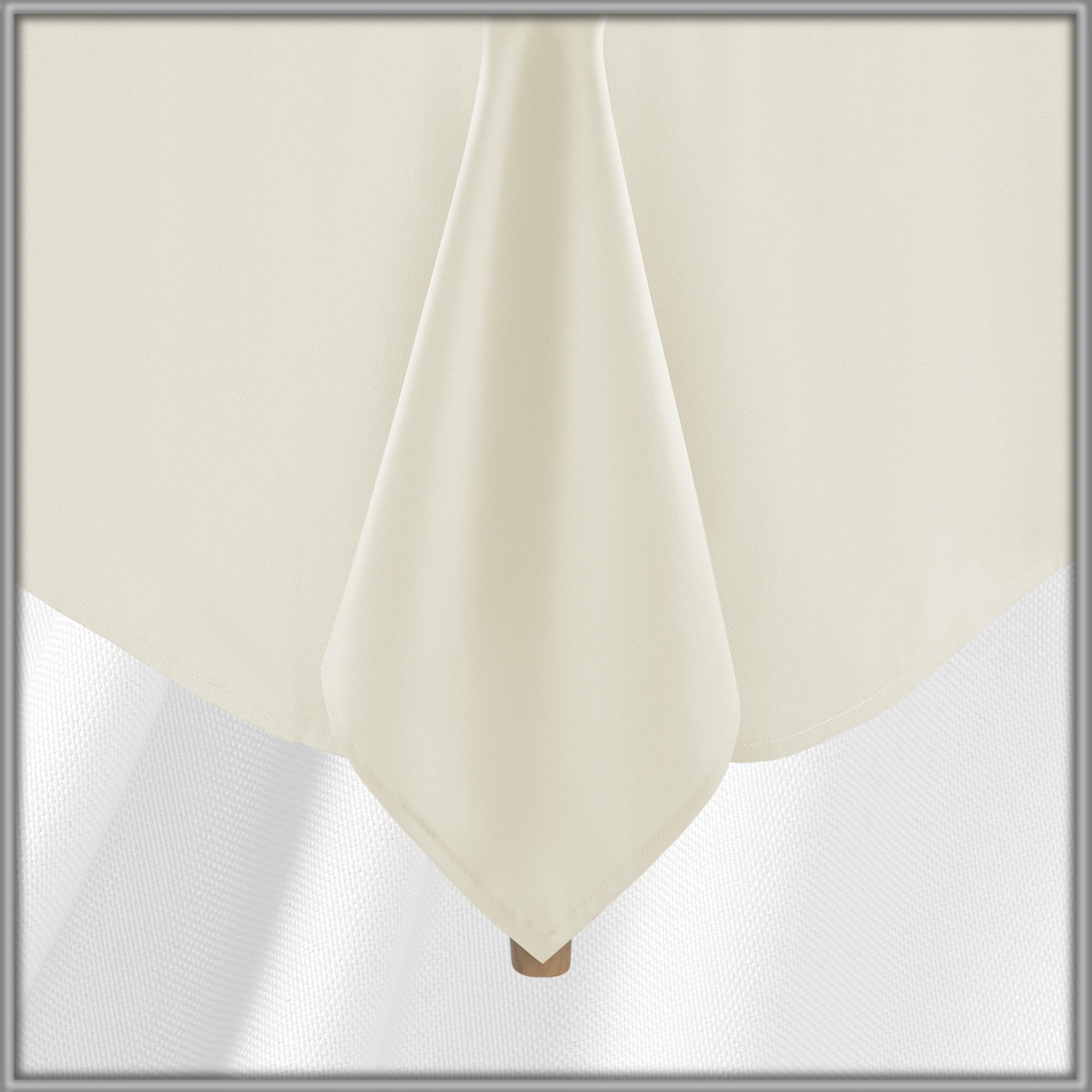 Lann's Linens tablecloth on banquet table showing wrinkle-resistant drape benefit