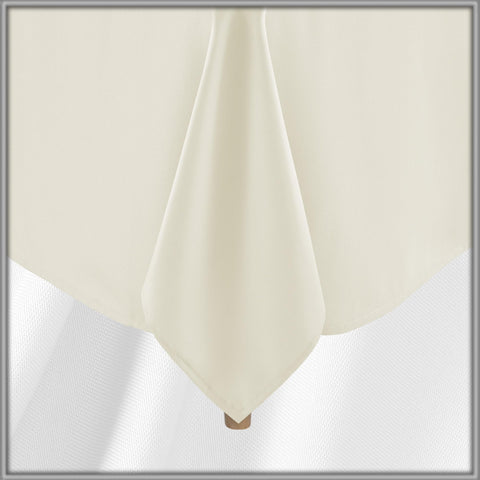 Lann's Linens tablecloth on banquet table showing wrinkle-resistant drape benefit