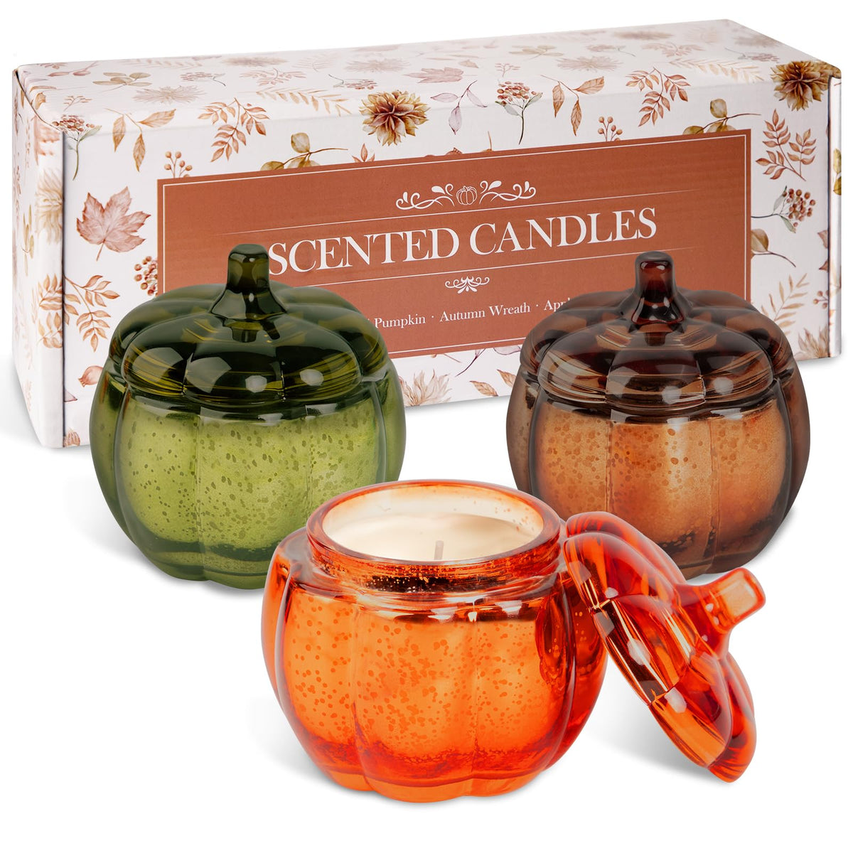 Lanpn pumpkin glass front packaging showing elegant seasonal gift presentation