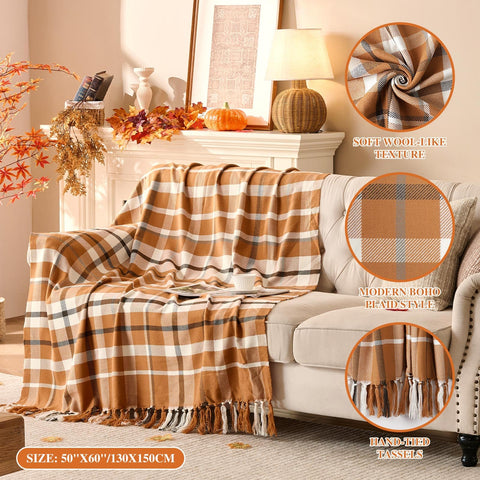 Lanpn throw draped on sofa showing warm decor and comfortable use