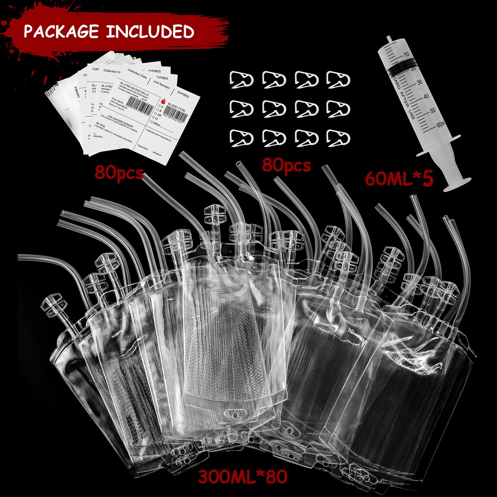 Lansian filled IV bag hung on display highlighting 300ml capacity
