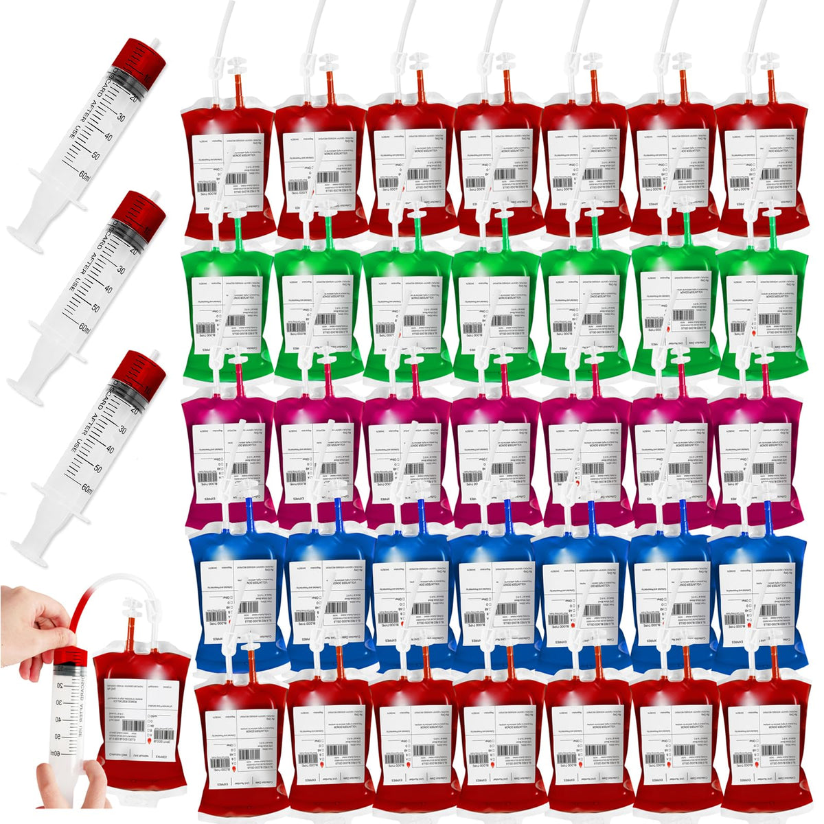 Lansian front packaging showing 50-pack IV-style drink pouches, great for themed parties