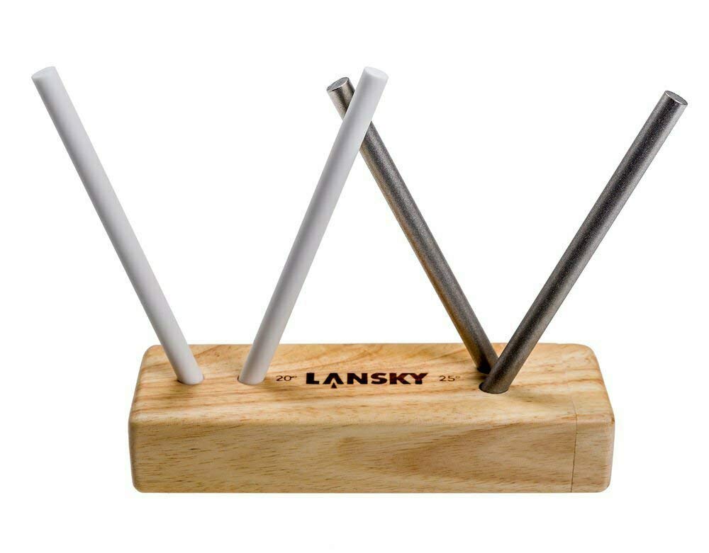 Lansky close-up of diamond and ceramic rods showing abrasive detail for precise edges