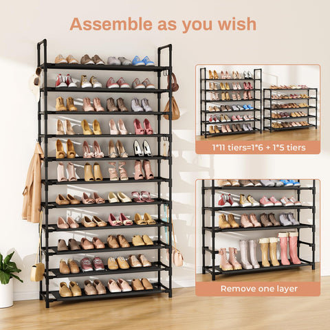 LANTEFUL tall shelf with boots to show removable-tier flexibility and storage for tall items