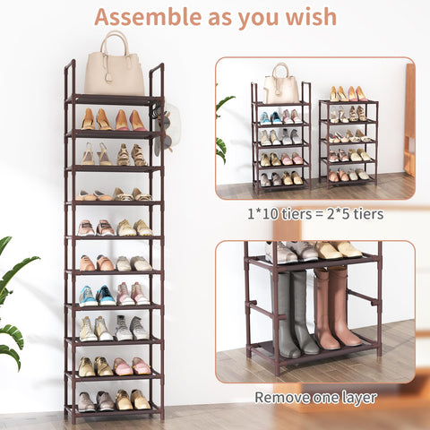 LANTEFUL modified shelf with tall boots showing adjustable storage benefit