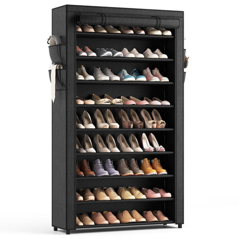 LANTEFUL front view assembled shoe rack showing tall capacity and neat storage
