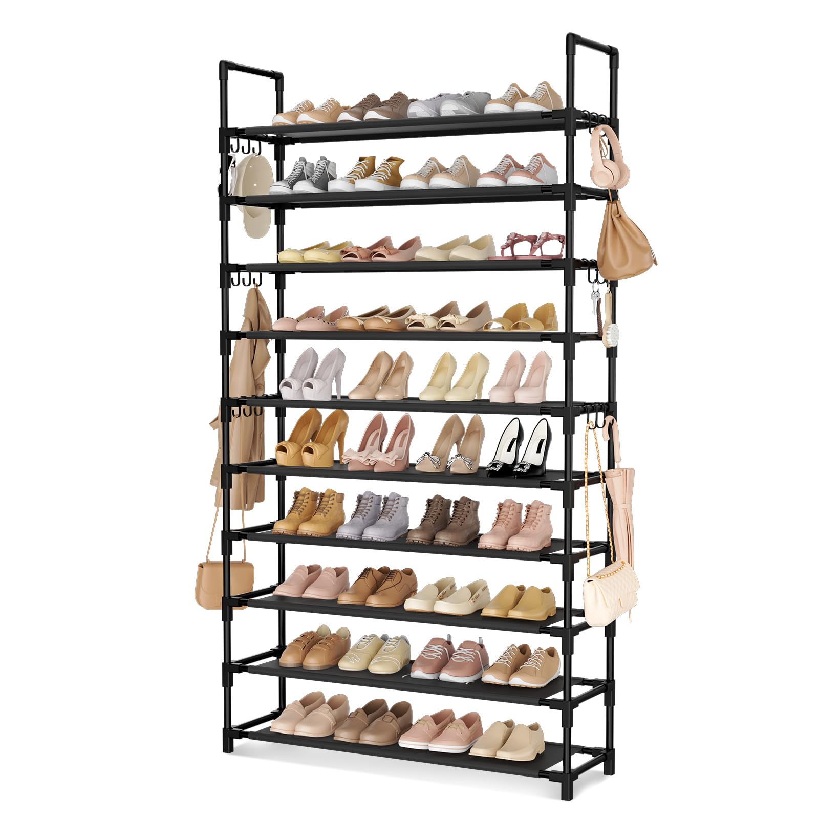 LANTEFUL front view of tall shoe rack showing compact vertical storage benefit