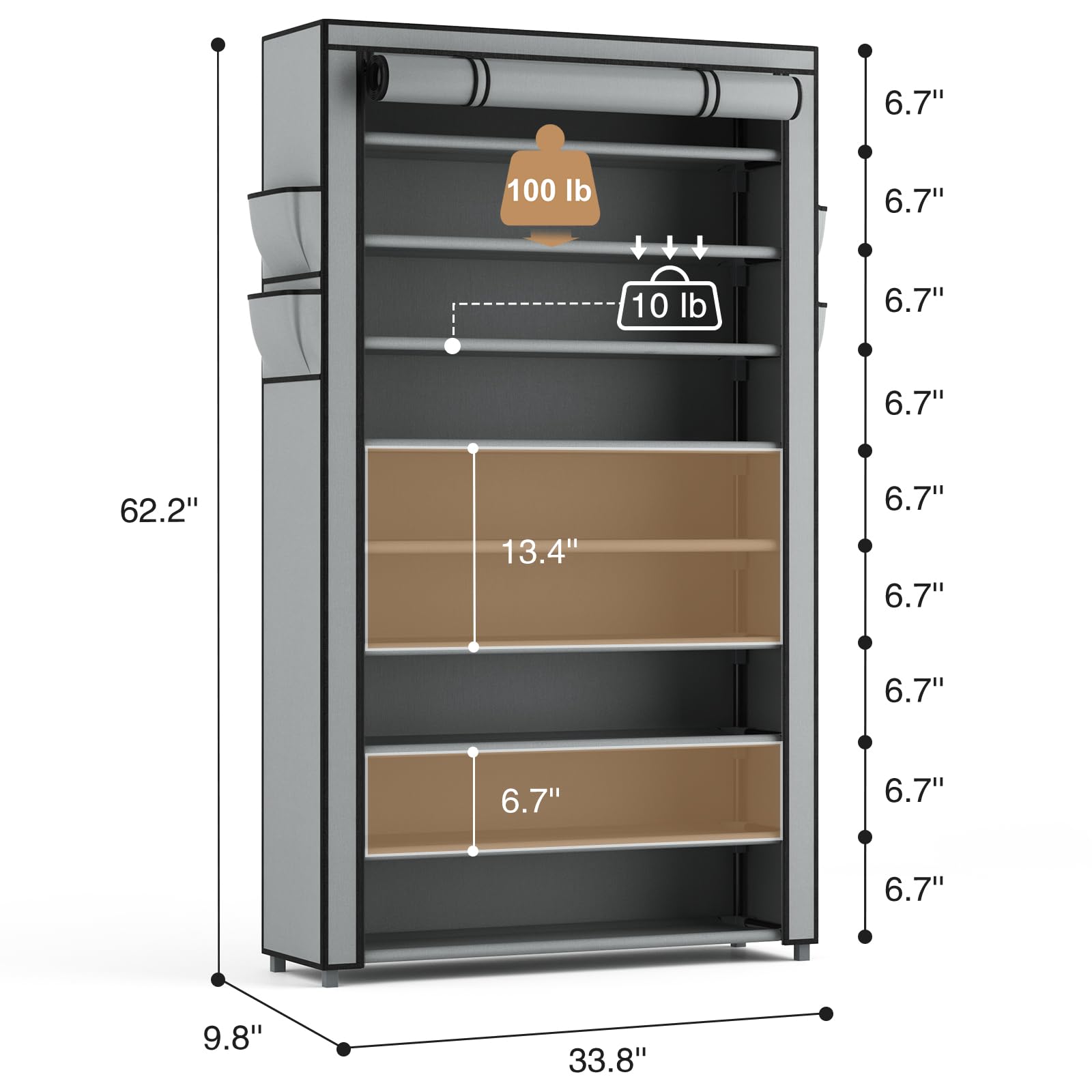 LANTEFUL rack with cover removed showing organized shoe shelves benefit
