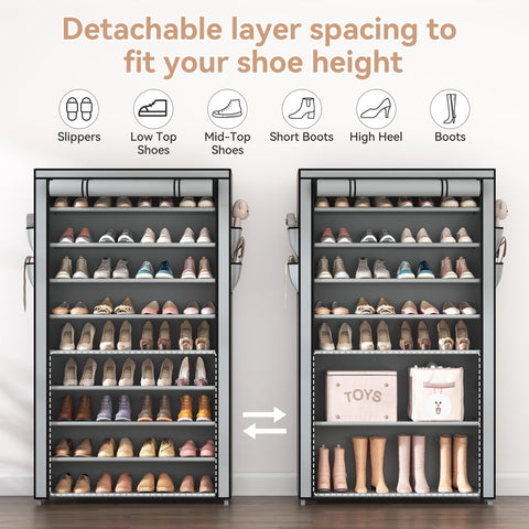 LANTEFUL rack beside shoes to show scale and large 40-pair capacity
