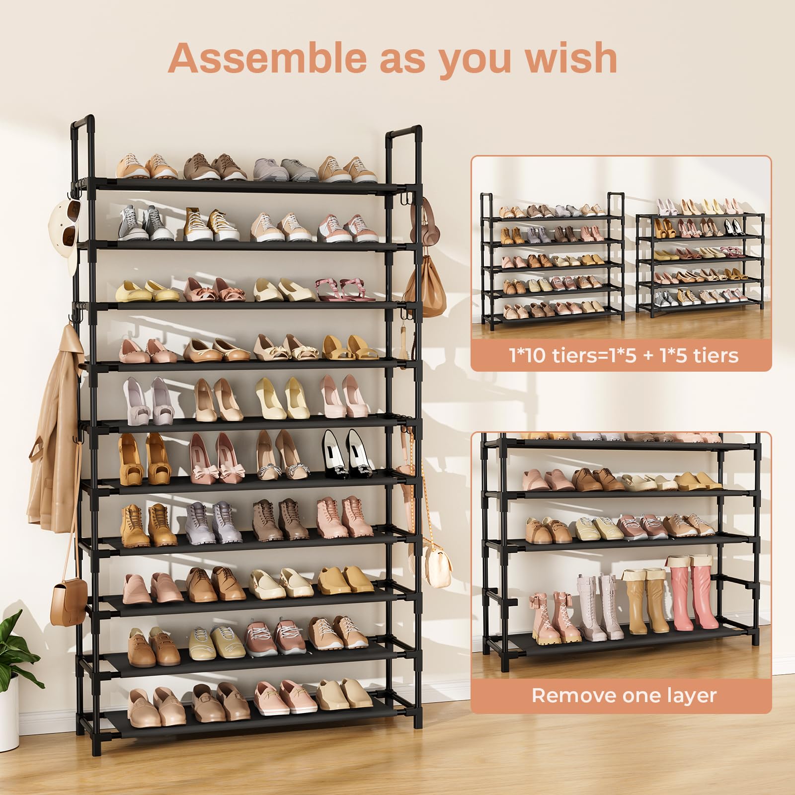 LANTEFUL shoes neatly arranged showcasing capacity for sneakers and heels