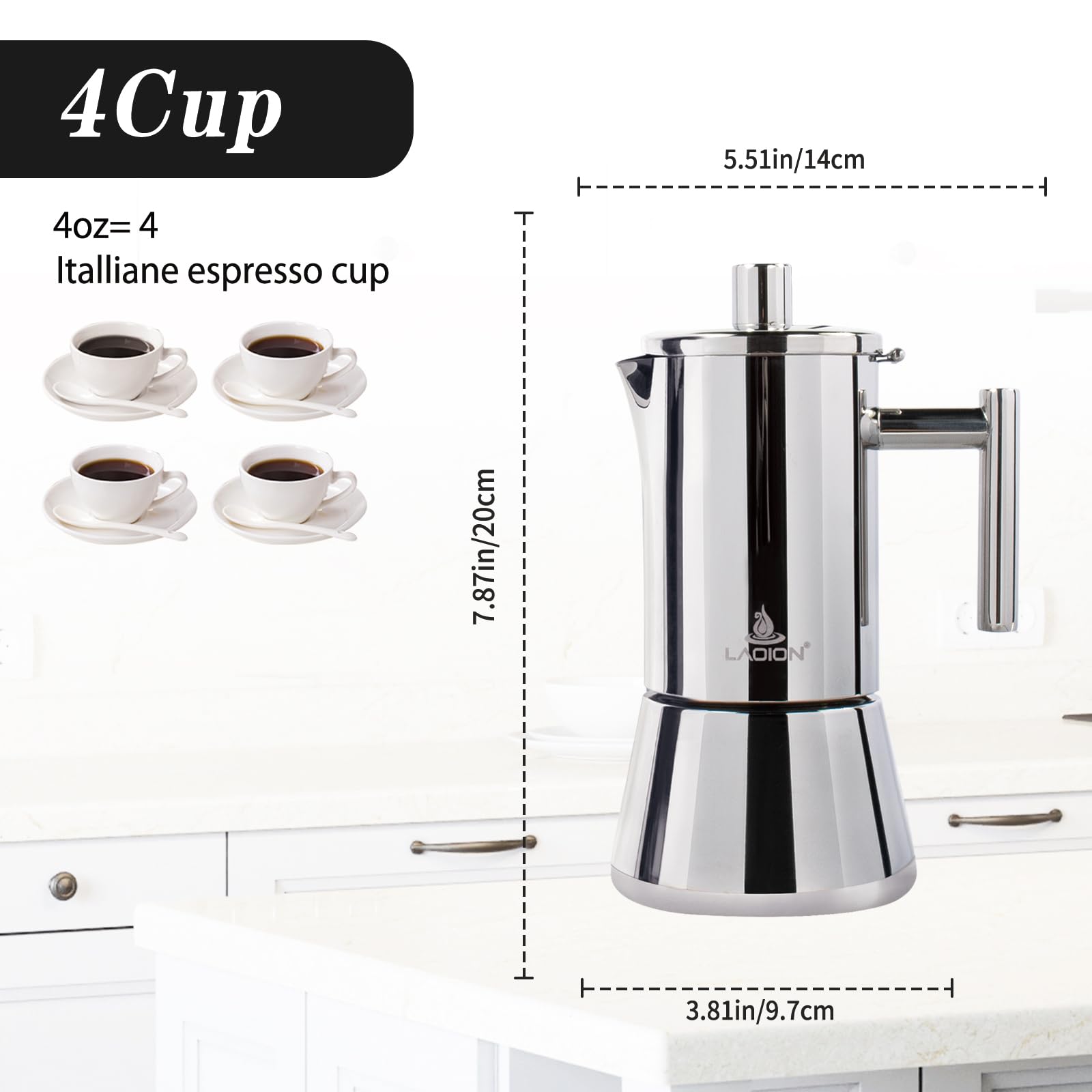 LAOION open top revealing filter basket and chamber for easy filling and cleaning