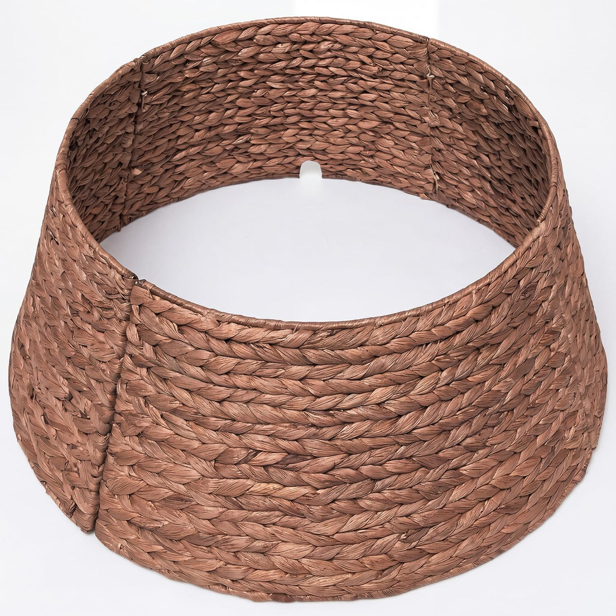 Laquedecraft front view brown tree collar adds tidy base and rustic warmth
