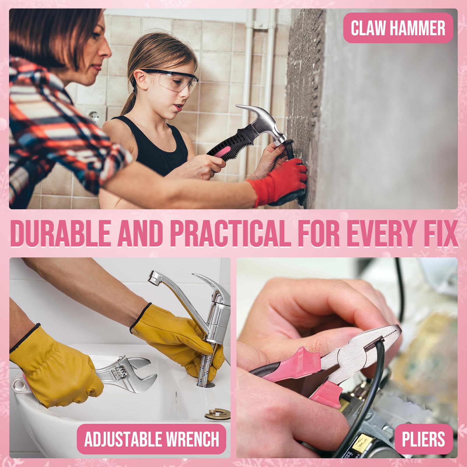 Larchio hammer close-up with rubber grip, durable alloy steel advantage