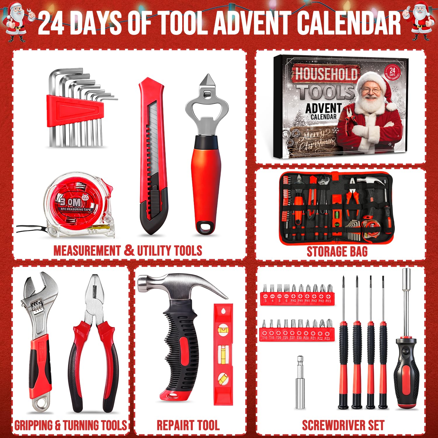 Larchio tool case open with all 24 tools neatly organized for access