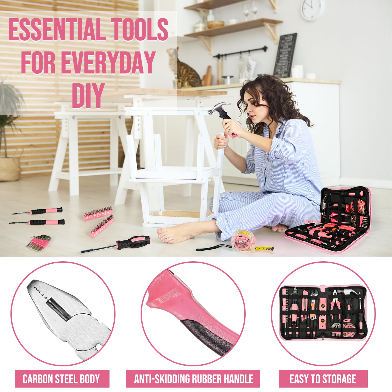 Larchio tools in use hanging a picture frame, practical everyday repair help