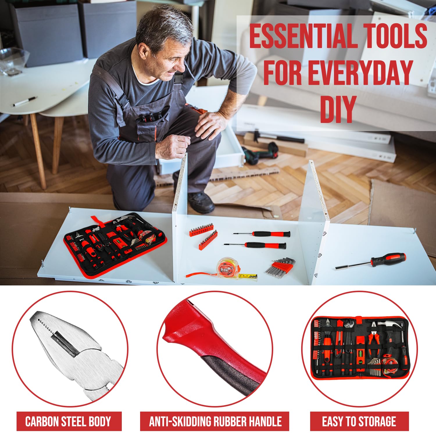 Larchio pliers and wrench in use on a home repair, improving task efficiency