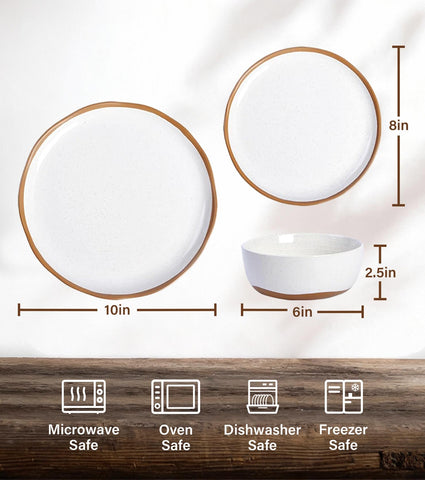 Lareina salad plate and bowl stack showing stable angle for storage