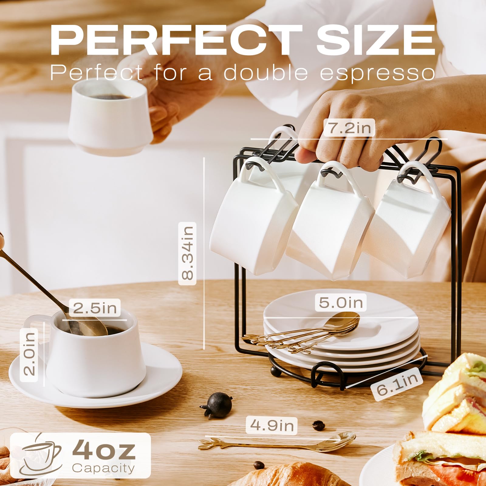 lareina stacked on metal rack demonstrating space-saving organization and neatness