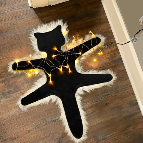 LARFOEK front view of lighted fried cat rug adding warm holiday ambiance