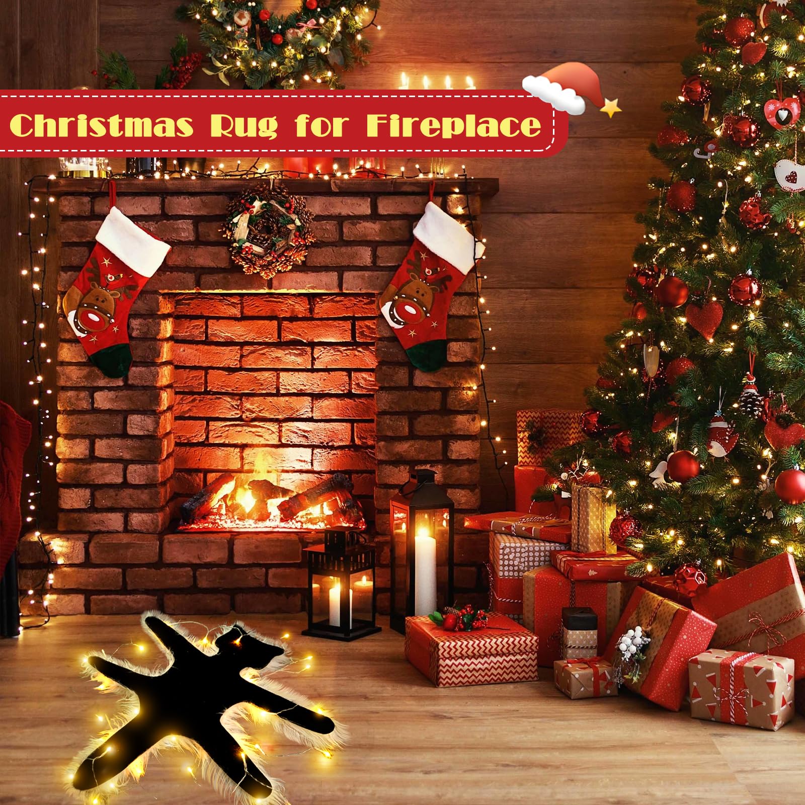 LARFOEK rug in entryway styled for Christmas vacation festive decor