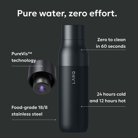 LARQ PureVis cap light ring glowing to indicate purification status
