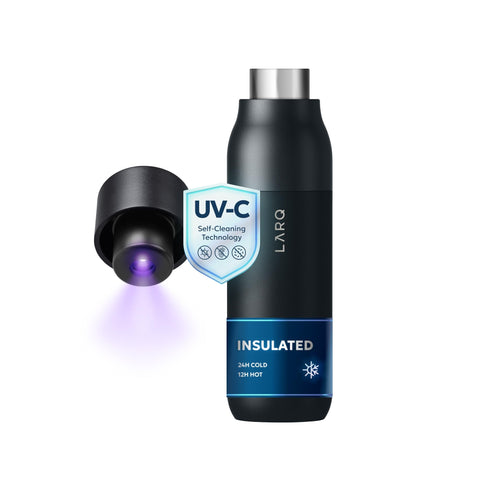 LARQ PureVis front view showing sleek bottle and cap benefit-ready hydration