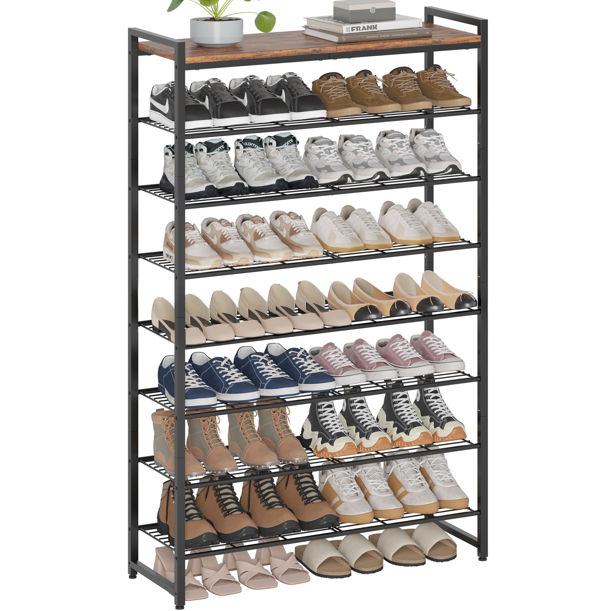 Larzonic front view full rack showing organized shoes and space savings