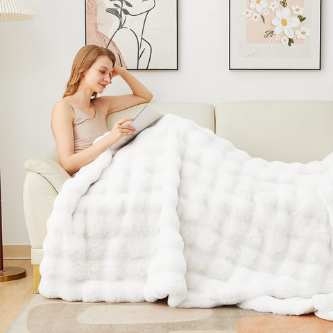 Latepis blanket draped on sofa adds cozy visual warmth