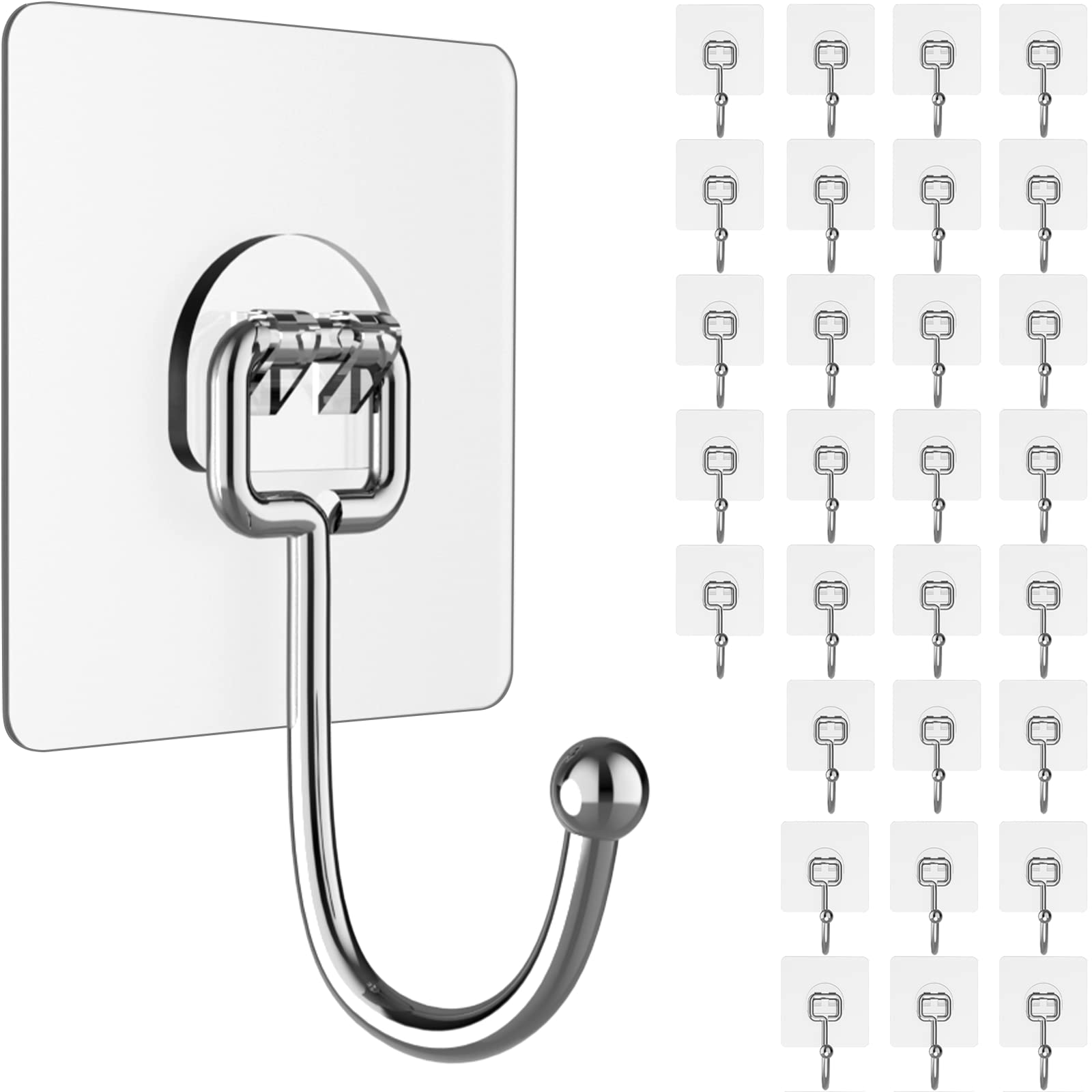 Latoxcaa front packaging showing 30-pack and clear heavy-duty hooks benefit organization