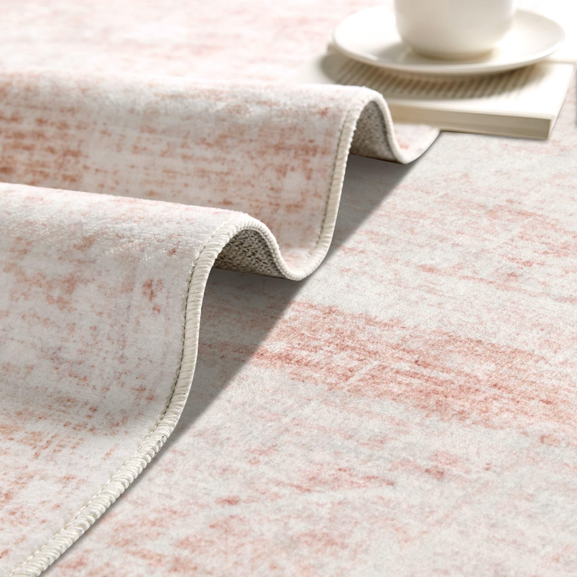 Latte&Fog rug beside toys and pet illustrating durable, kid-friendly surface
