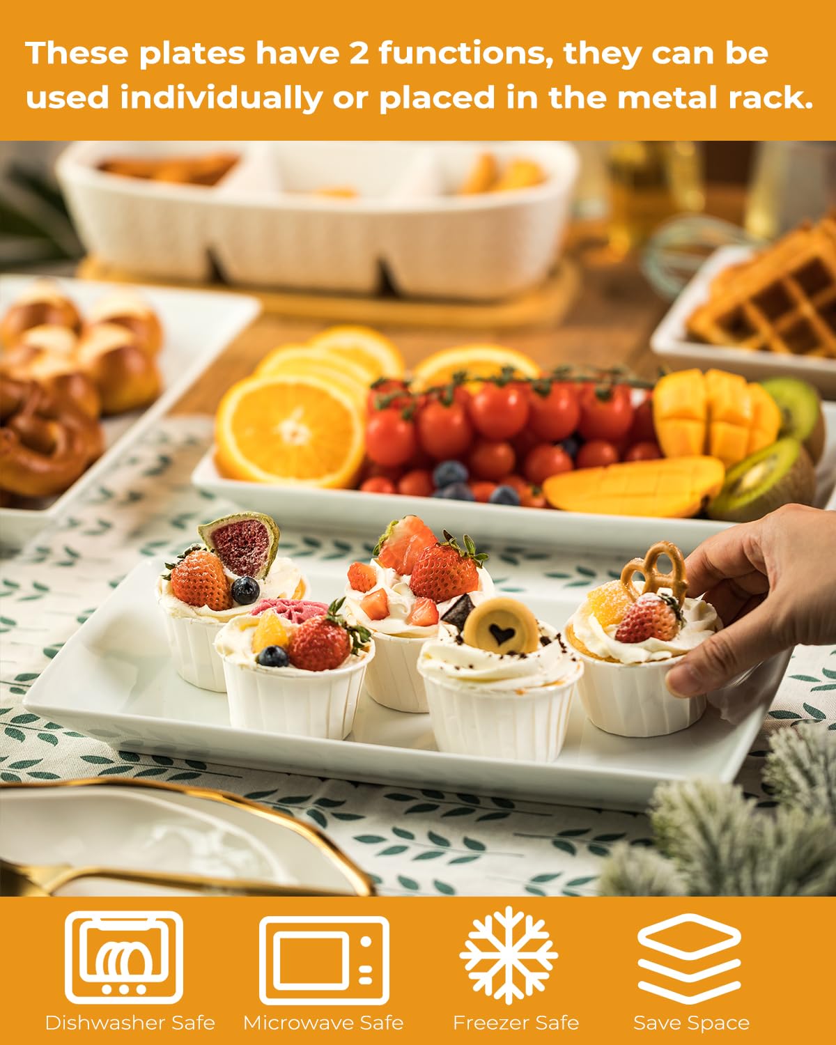 LAUCHUH disassembled plates and metal rack demonstrating flexible assembly and storage convenience