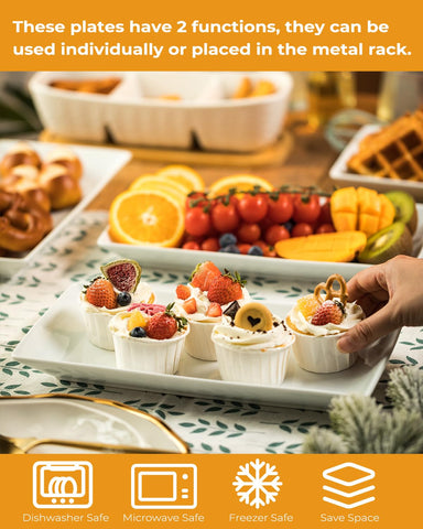 LAUCHUH disassembled plates and metal rack demonstrating flexible assembly and storage convenience