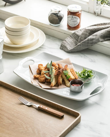 LAUCHUH platter in oven demonstrating oven-safe versatility and reheating