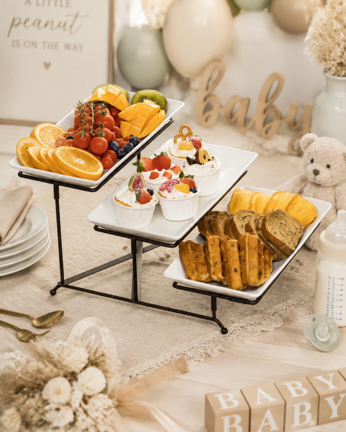 LAUCHUH top-tier close-up with mini desserts showing elevated display benefits for visibility