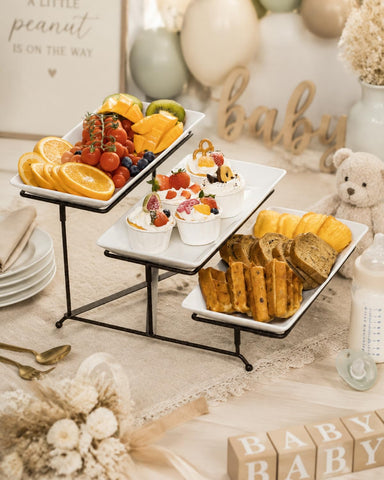 LAUCHUH top-tier close-up with mini desserts showing elevated display benefits for visibility