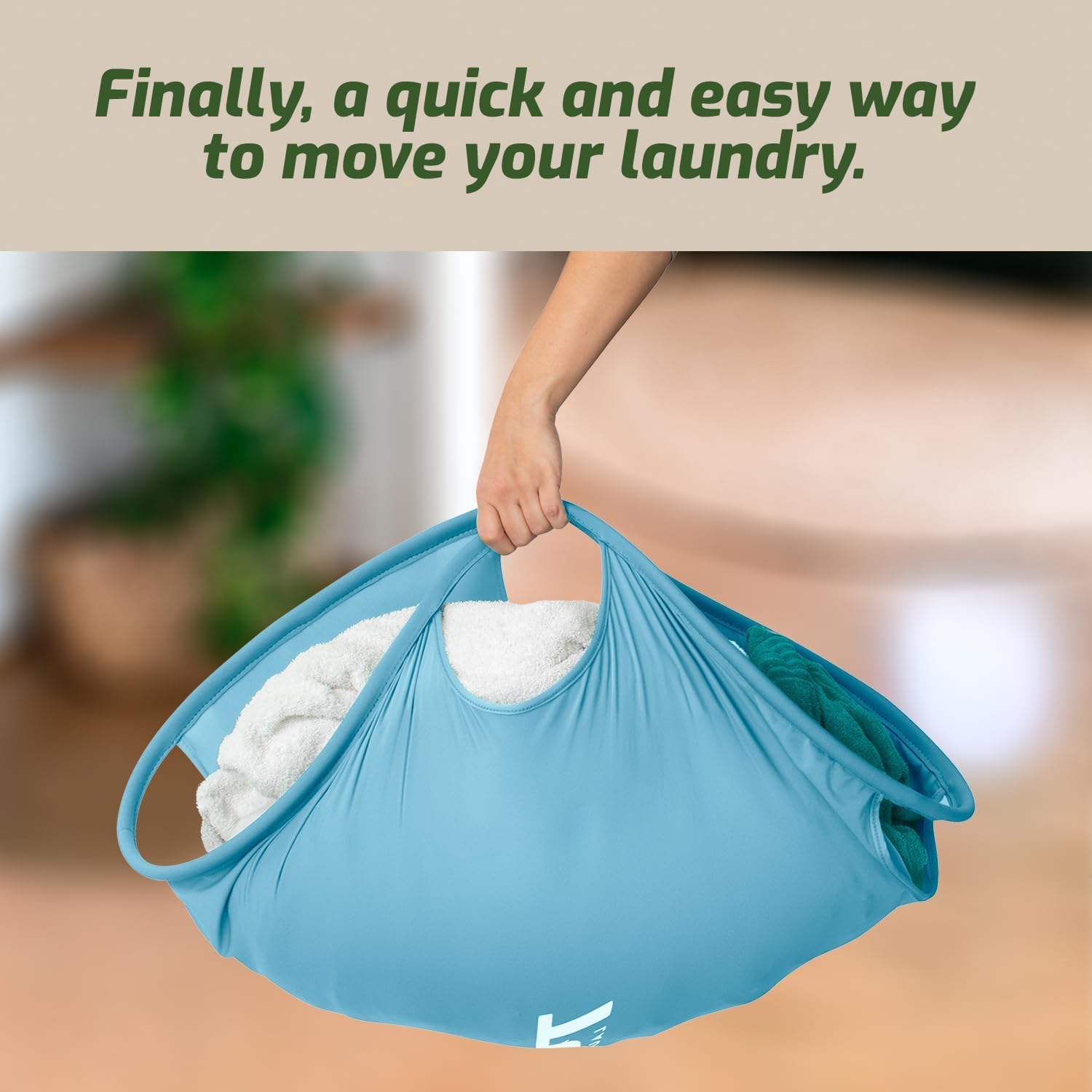 Laundry Turtle inside washer drum demonstrating easy clothes gathering