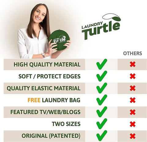 Laundry Turtle next to sneaker showing large capacity