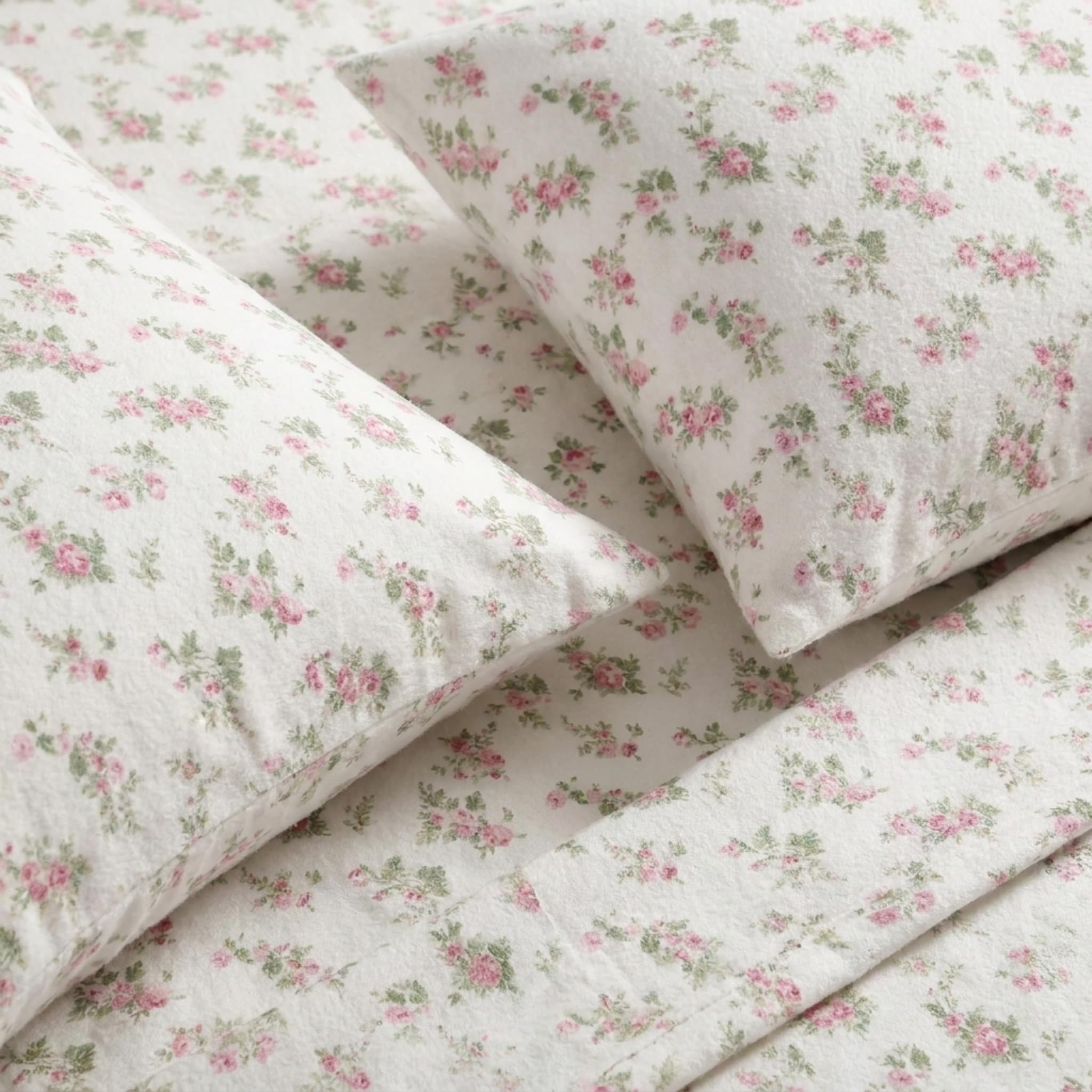 Laura Ashley close-up of fitted sheet elastic and corners for secure, snug mattress fit
