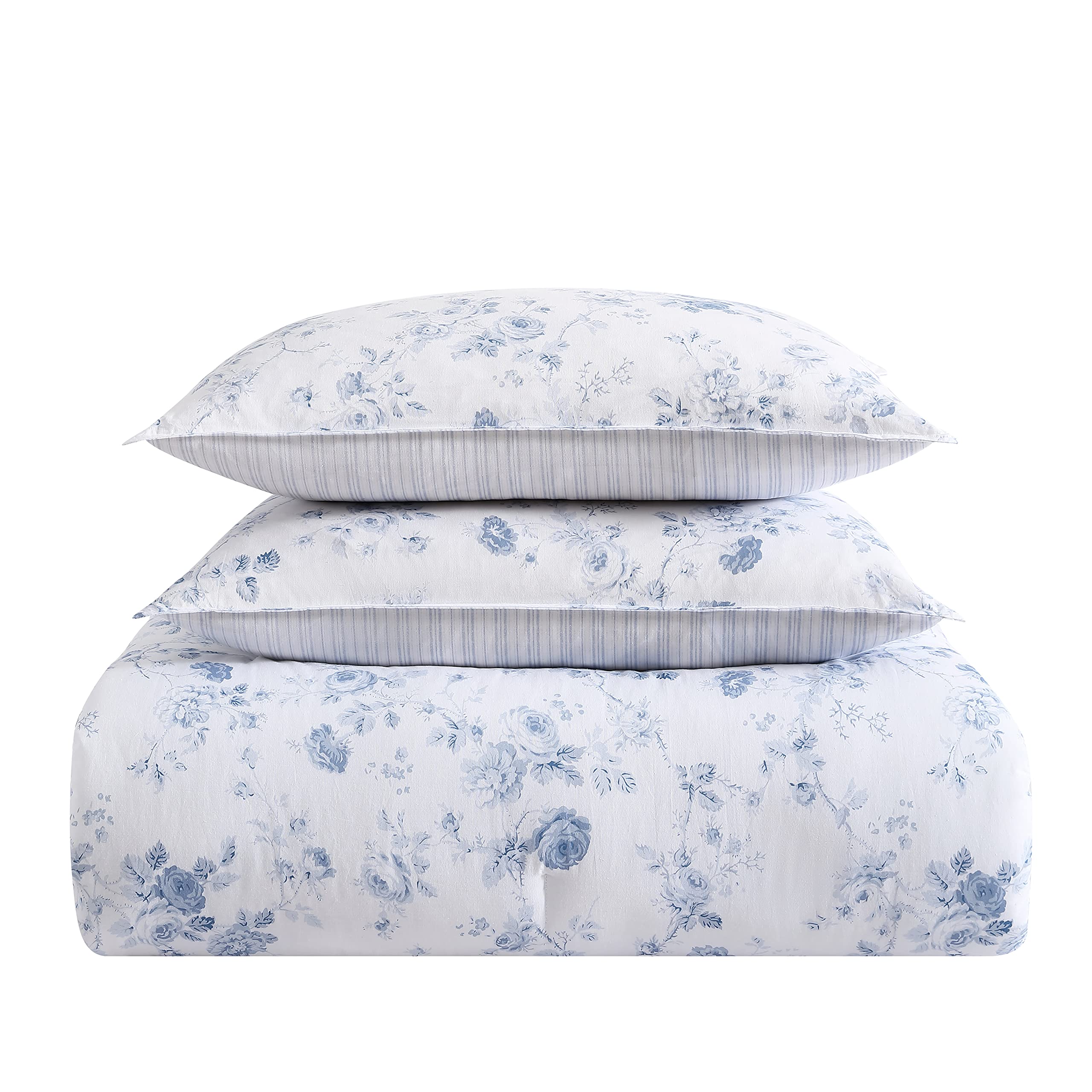Laura Ashley comforter edge stitching and fill showing durable construction benefit