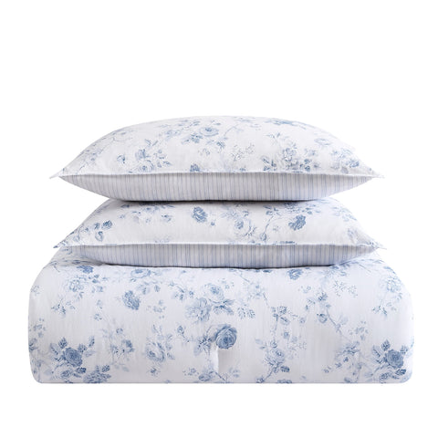 Laura Ashley comforter edge stitching and fill showing durable construction benefit